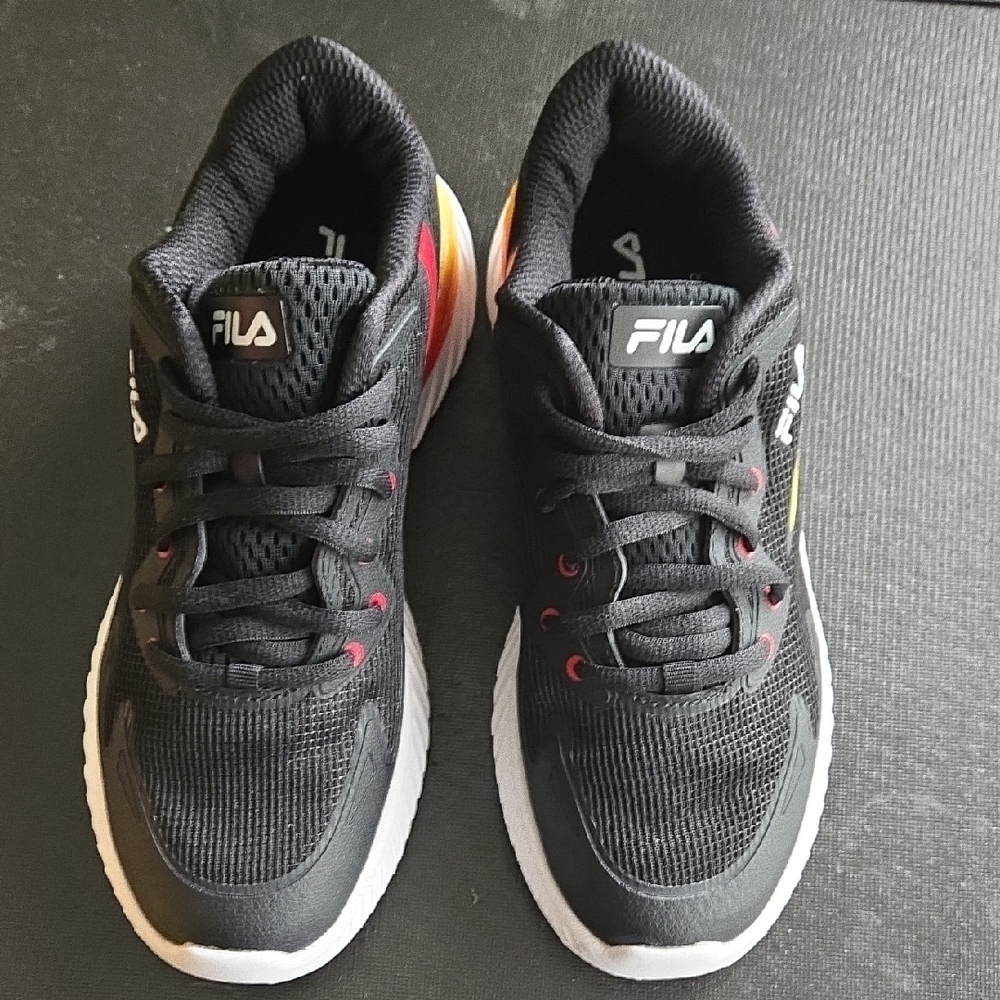 Fila Black and Red Sneakers with Breathable Mesh